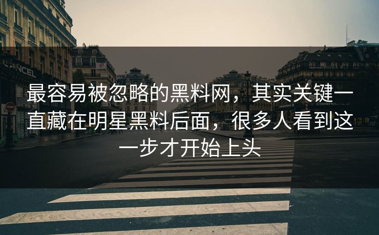 最容易被忽略的黑料网，其实关键一直藏在明星黑料后面，很多人看到这一步才开始上头
