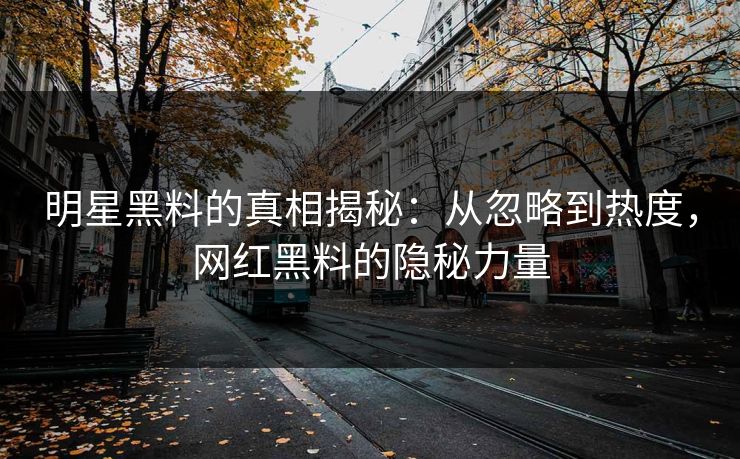 明星黑料的真相揭秘：从忽略到热度，网红黑料的隐秘力量