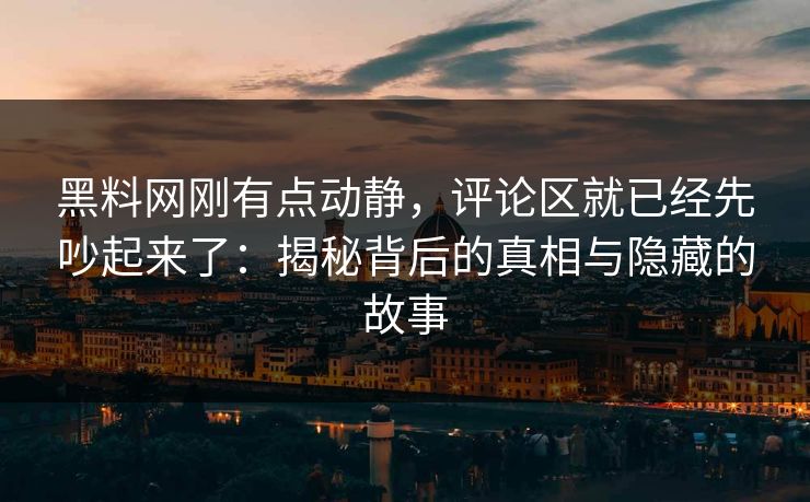 黑料网刚有点动静，评论区就已经先吵起来了：揭秘背后的真相与隐藏的故事